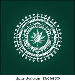 marijuana leaf, weed icon drawn on a chalkboard