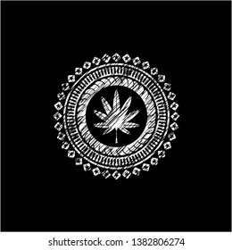 marijuana leaf, weed icon drawn with chalkboard texture