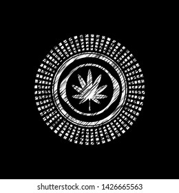marijuana leaf, weed icon drawn with chalkboard texture