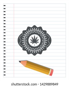 marijuana leaf, weed icon drawn with pencil strokes. Vector Illustration. Detailed.