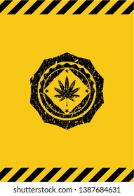 marijuana leaf, weed icon grunge warning sign emblem. Vector Illustration. Detailed.