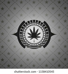 marijuana leaf, weed icon inside dark badge