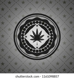 marijuana leaf, weed icon inside dark emblem. Retro