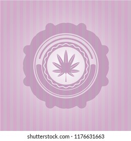 marijuana leaf, weed icon inside pink emblem