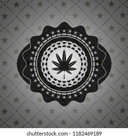 marijuana leaf, weed icon inside black badge
