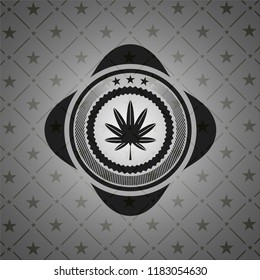 marijuana leaf, weed icon inside dark badge or emblem