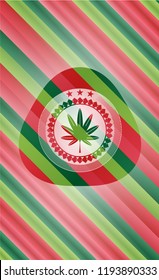 marijuana leaf, weed icon inside christmas style badge..