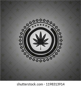 marijuana leaf, weed icon inside dark badge