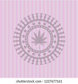 marijuana leaf, weed icon inside pink emblem