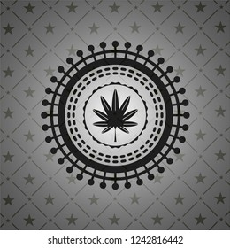 marijuana leaf, weed icon inside realistic black emblem