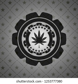 marijuana leaf, weed icon inside black emblem. Vintage.