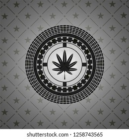 marijuana leaf, weed icon inside realistic black emblem