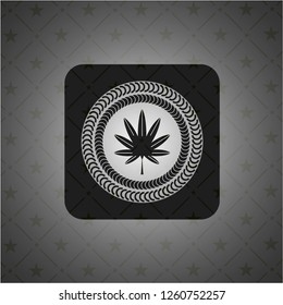 marijuana leaf, weed icon inside black emblem
