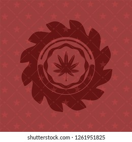 marijuana leaf, weed icon inside red emblem. Retro