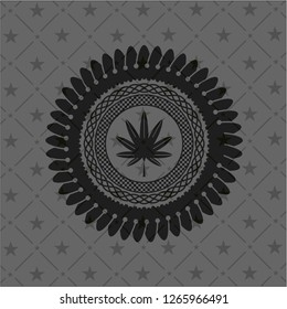 marijuana leaf, weed icon inside realistic dark emblem