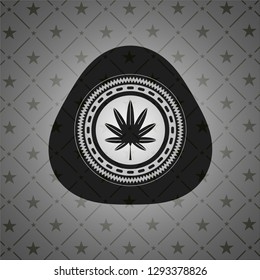 marijuana leaf, weed icon inside black emblem. Vintage.