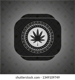 marijuana leaf, weed icon inside dark badge