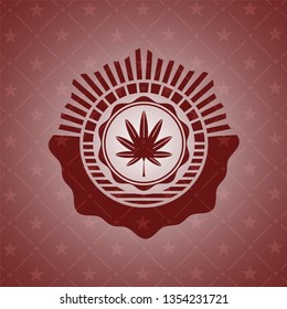 marijuana leaf, weed icon inside red emblem. Retro