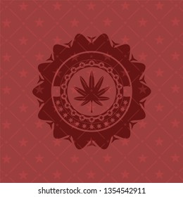 marijuana leaf, weed icon inside red icon or emblem