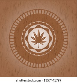 marijuana leaf, weed icon inside wooden signboards