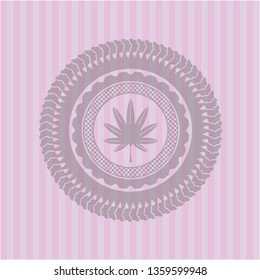 marijuana leaf, weed icon inside pink icon or emblem