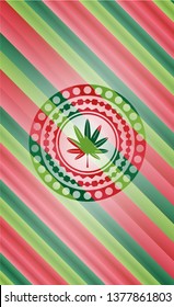 marijuana leaf, weed icon inside christmas style badge..