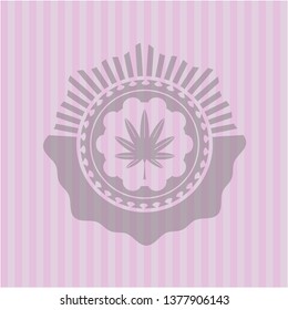 marijuana leaf, weed icon inside pink emblem
