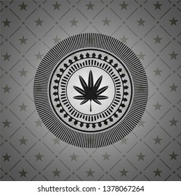 marijuana leaf, weed icon inside black badge