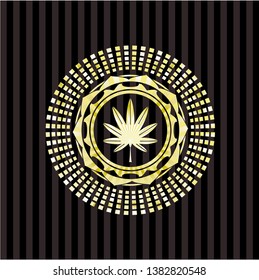 marijuana leaf, weed icon inside shiny badge