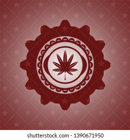marijuana leaf, weed icon inside red icon or emblem