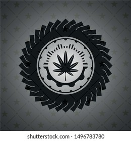 marijuana leaf, weed icon inside black emblem