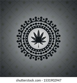 marijuana leaf, weed icon inside dark badge or emblem