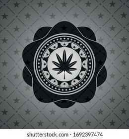 hoja de marihuana, ícono de hierba dentro de placa negra