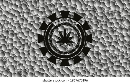 marijuana leaf, weed icon inside dark icon or emblem with bubbles background. Vector Illustration. Detailed. 