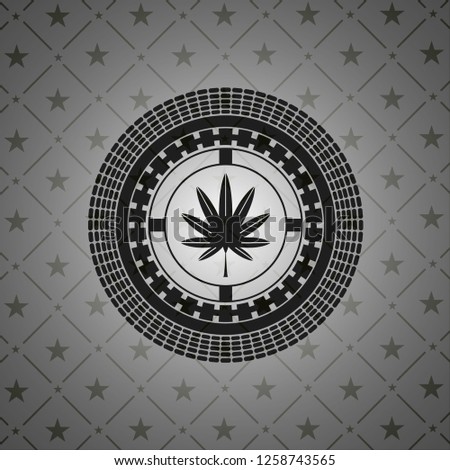 marijuana leaf, weed icon inside realistic black emblem
