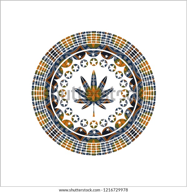 Marijuana Leaf Weed Icon Inside Arabesque Stock Vector Royalty