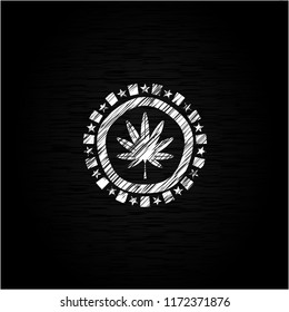 marijuana leaf, weed icon on chalkboard