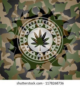 Marijuana Leaf Weed Icon On Camouflage Stock Vector (Royalty Free ...