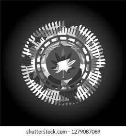 marijuana leaf, weed icon on grey camouflaged texture