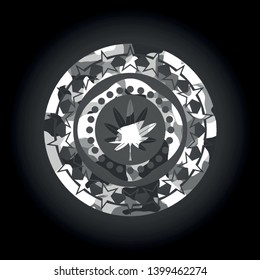 marijuana leaf, weed icon on grey camouflage pattern