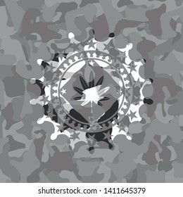marijuana leaf, weed icon on grey camouflage pattern