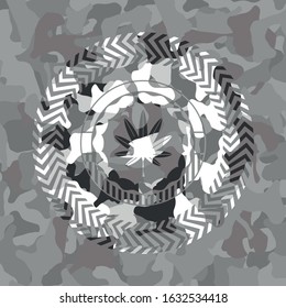 marijuana leaf, weed icon on grey camouflage pattern