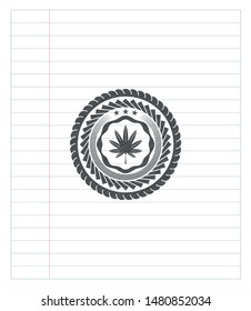 marijuana leaf, weed icon pencil effect. Vector Illustration. Detailed.