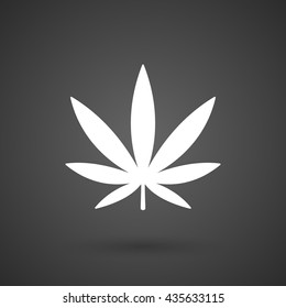a marijuana leaf    white icon on a dark  background vector illustration