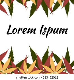 Marijuana leafs card background