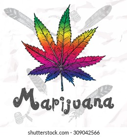 Marijuana leave. Hand drawn.