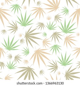 Marijuana leaves with buds theme seamless pattern on transparent background - Vector illustration