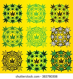 Marijuana leaves design stamps vector illustration