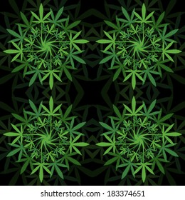 Marijuana leaves floral seamless pattern vector illustration