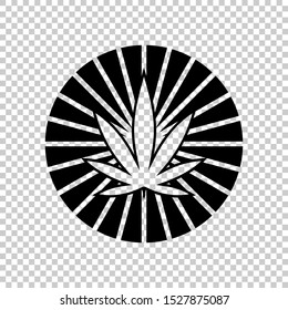 marijuana leaves icon with rays vector logo design template